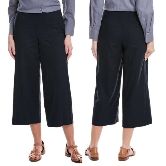 Vince Linen Wide Leg Cropped Pants Black size 8 2025 collection nwt quiet luxury - Picture 1 of 8